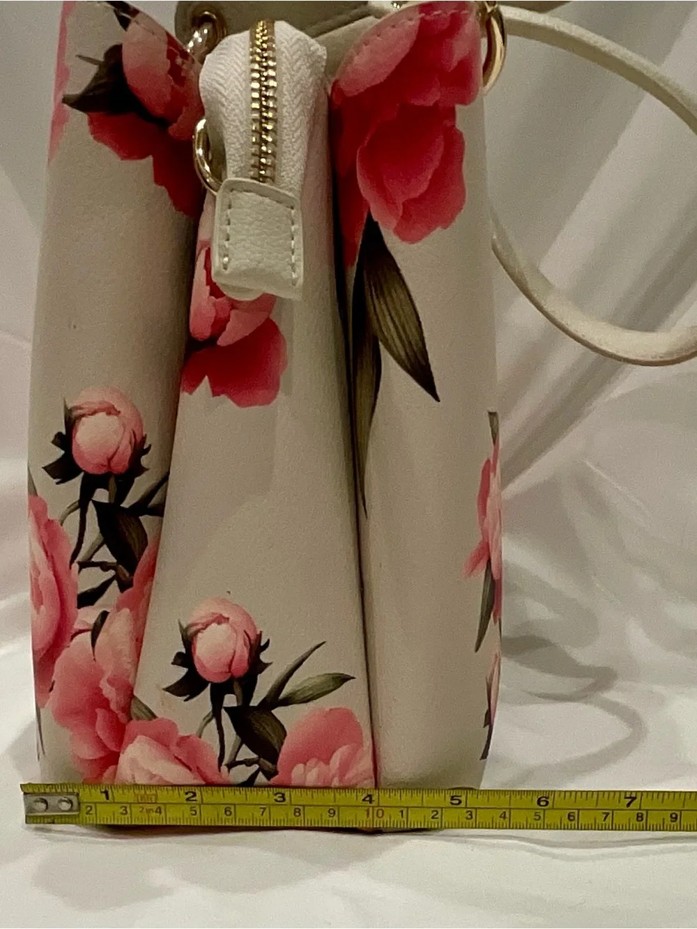 Anne Klein Floral Top-Handle Satchel in Pink and Cream